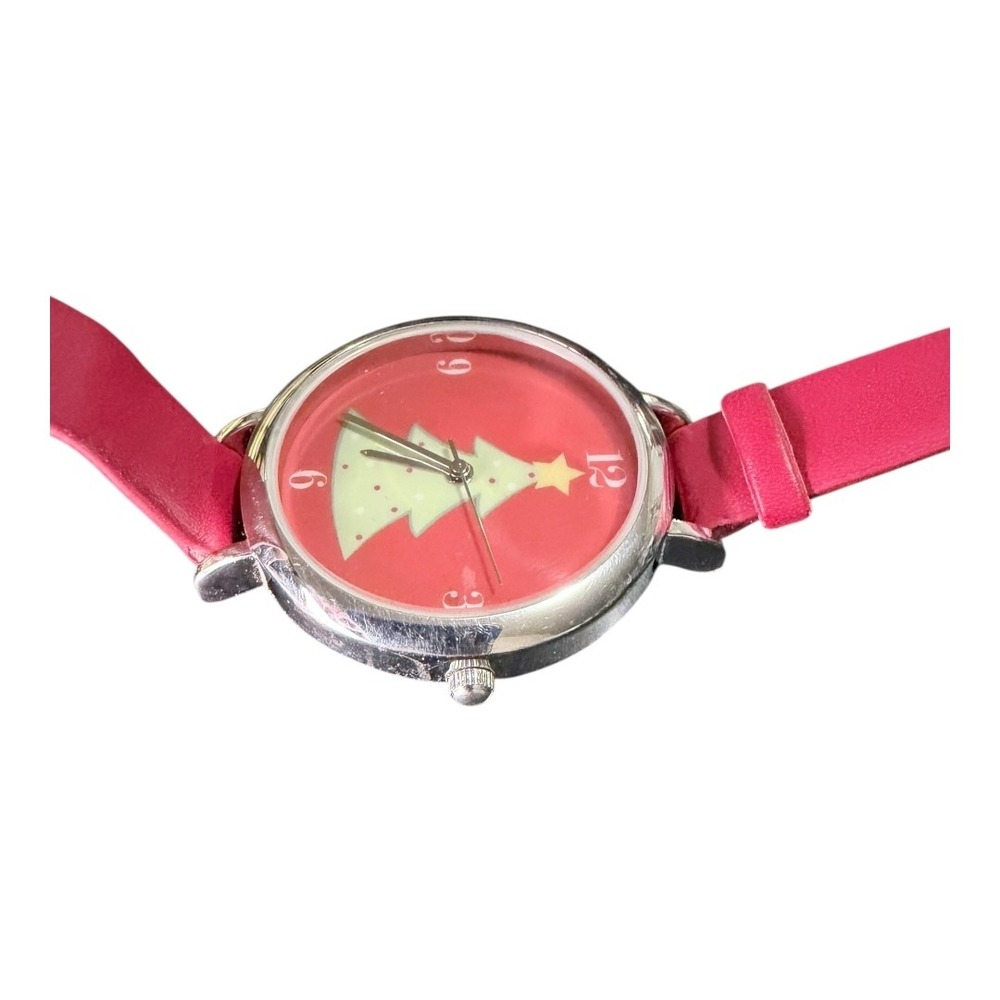 Festive FMD Christmas Tree Watch red Faux Leather Strap FMDCW002 Japan Movt - Picture 5 of 7